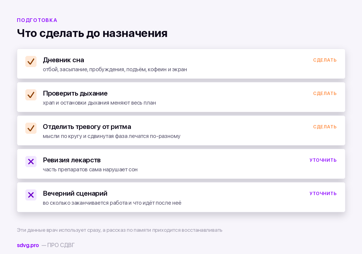Что сделать до разговора о снотворном