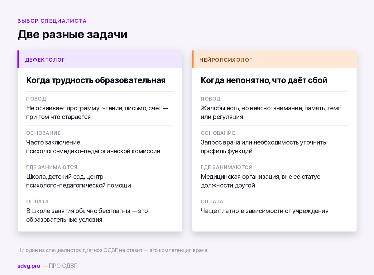 Кому нужен дефектолог и кому нейропсихолог