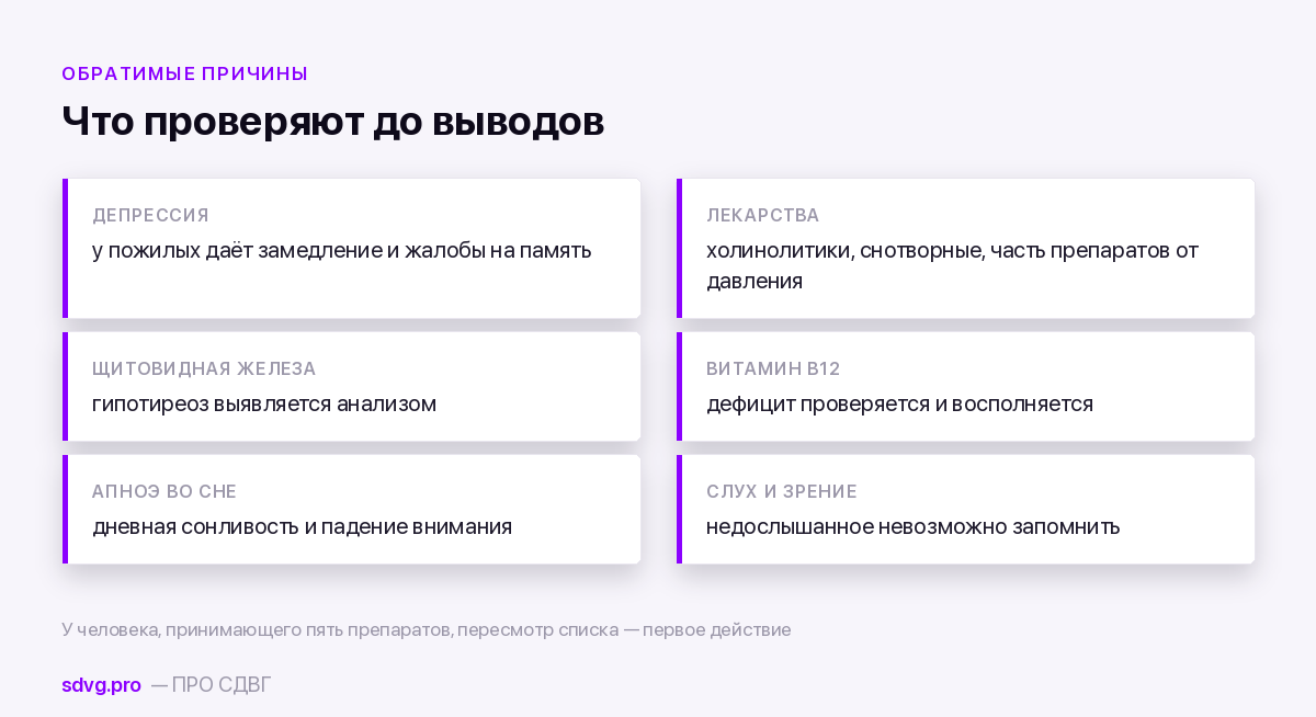 Забывчивость в пожилом возрасте: где граница нормы 4 Обратимые причины ухудшения памяти