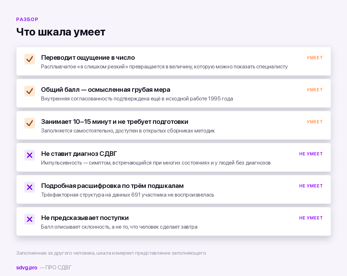 Что шкала измеряет и чего не делает