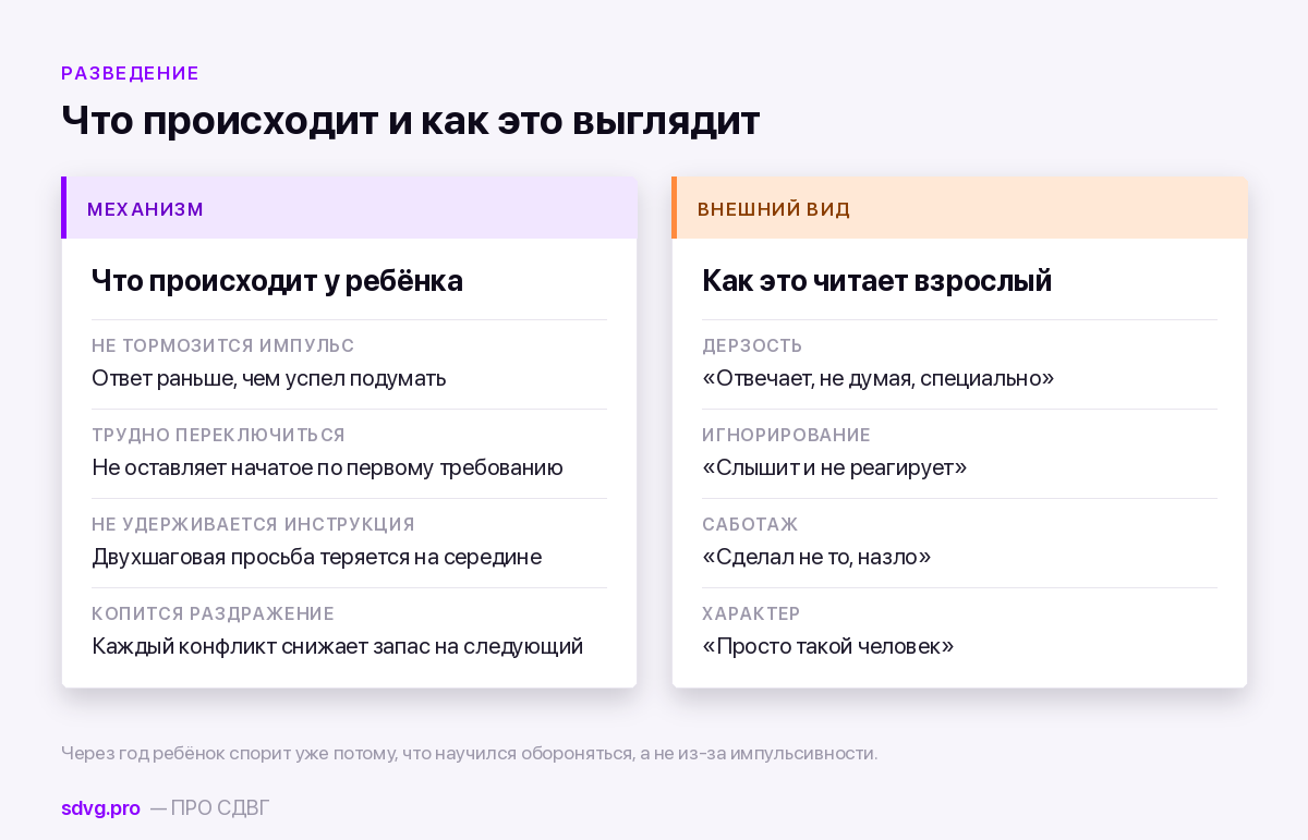 ОВР и СДВГ: где заканчивается симптом и начинается характер 3 Как трудности регуляции выглядят со стороны