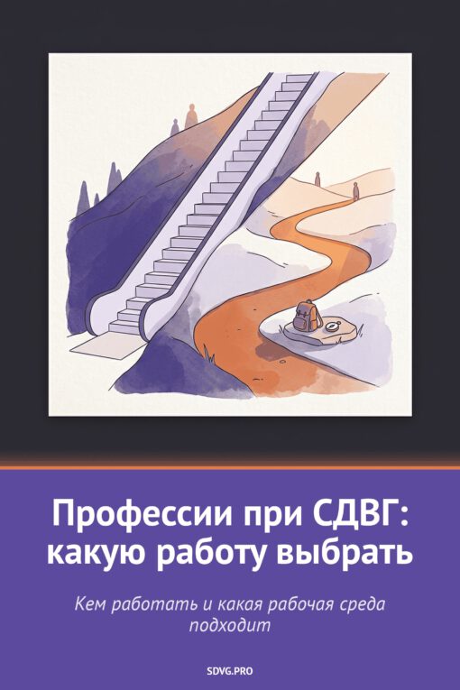Обложка книги «Профессии при СДВГ: какую работу выбрать»