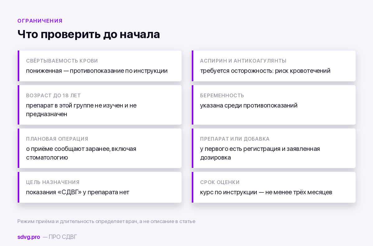 Ограничения приёма гинкго и что выяснить у врача