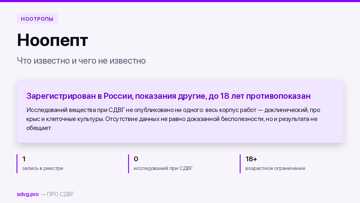 Обложка материала о ноопепте и доказательной базе