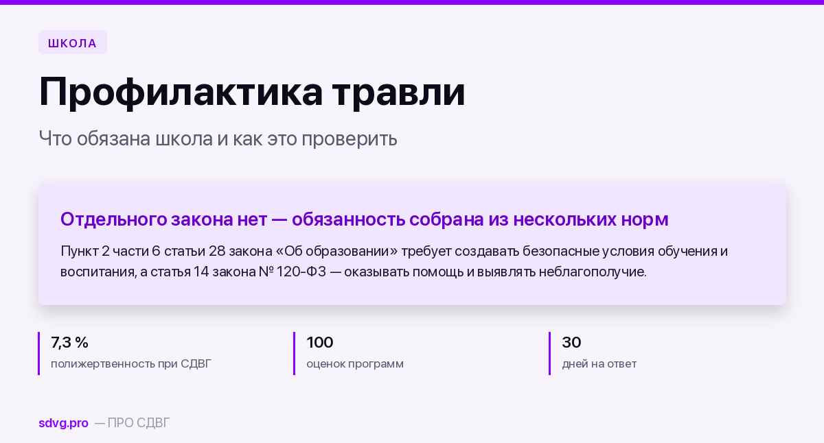 Обложка материала об обязанностях школы при травле