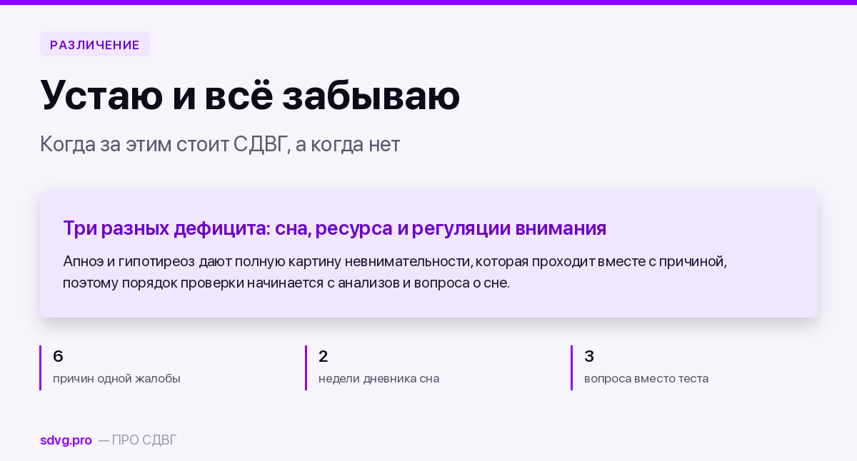 Обложка материала об усталости, рассеянности и сонливости