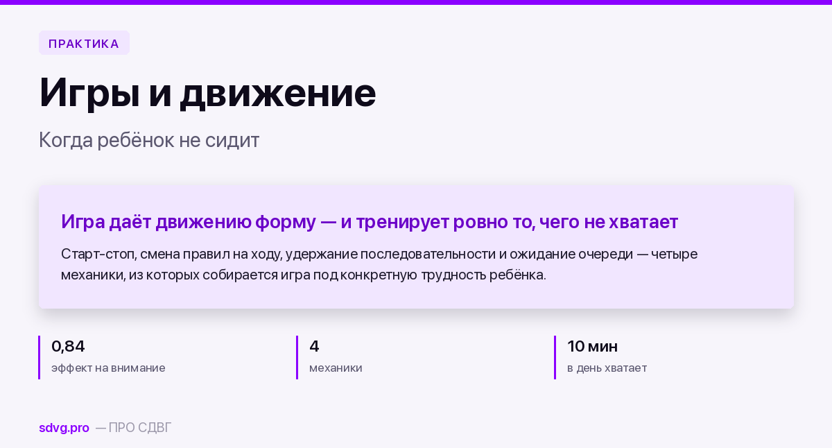 Обложка материала об играх для гиперактивных детей