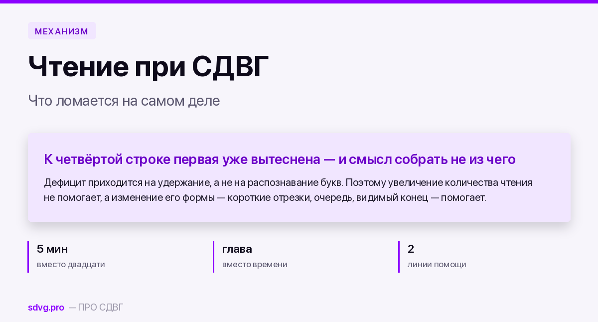 Ребёнок с СДВГ не хочет читать: что с этим делать 2 Обложка материала о том, почему ребёнок с СДВГ не хочет читать