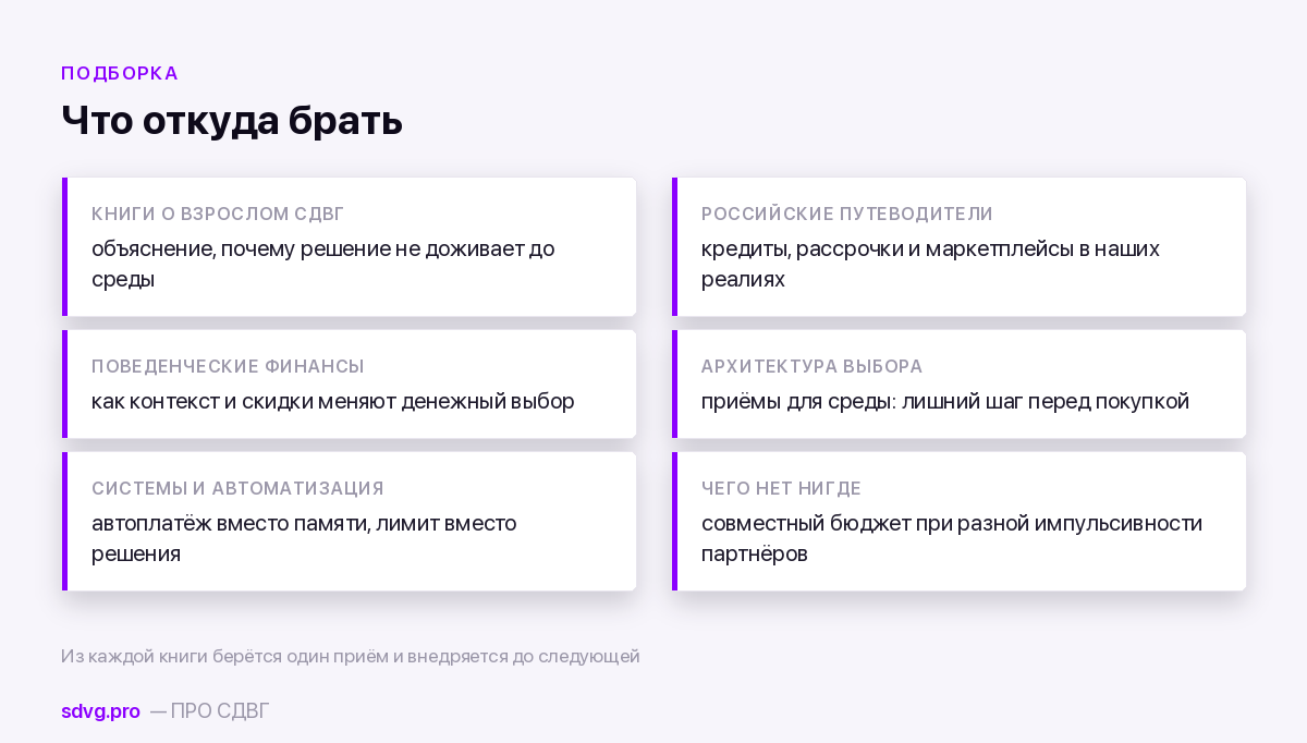 Три ряда книг и что берут из каждого
