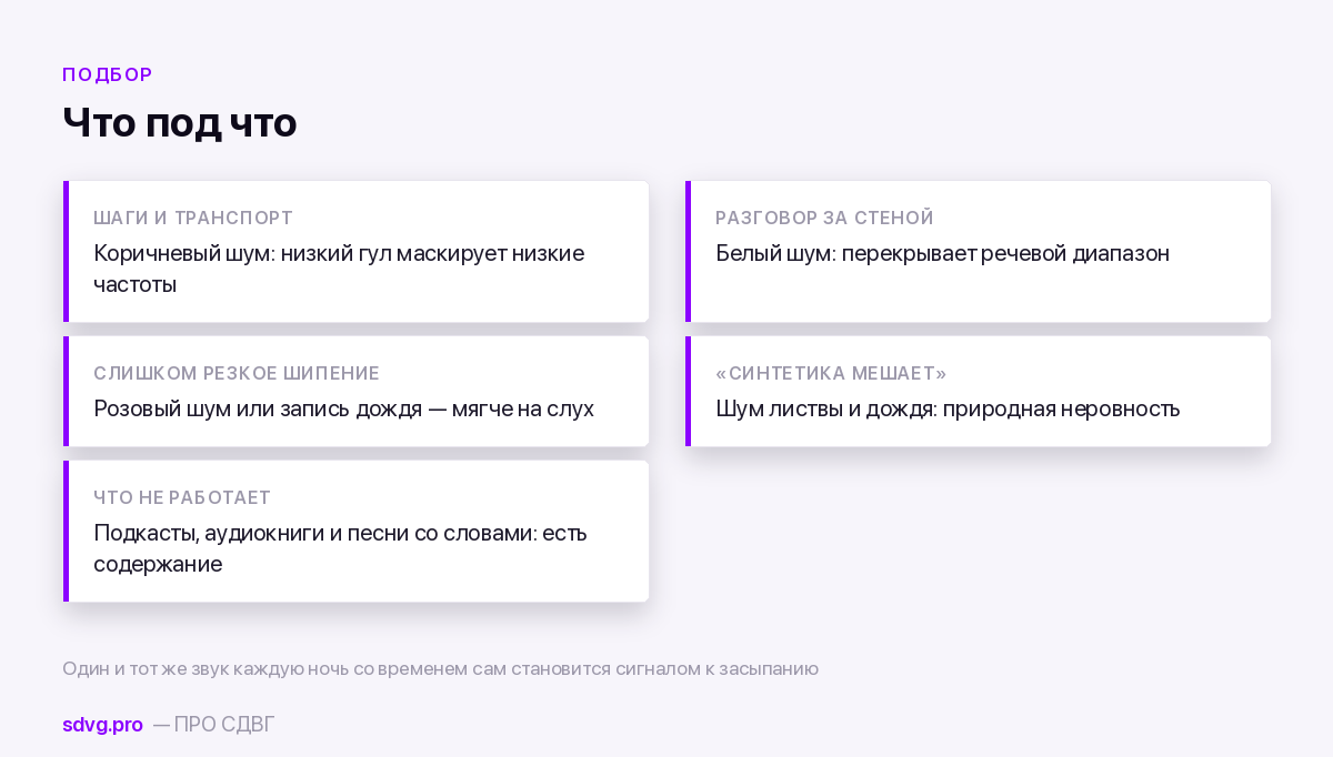 Какой звук под какую задачу