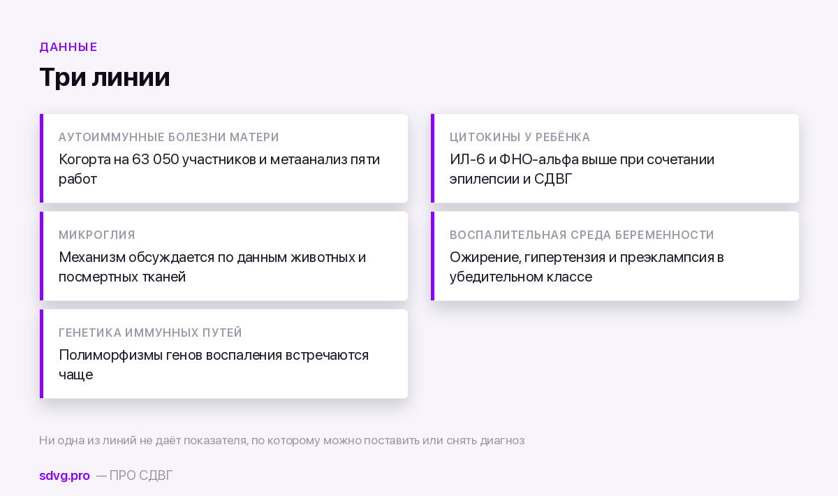 Три линии данных иммунной гипотезы