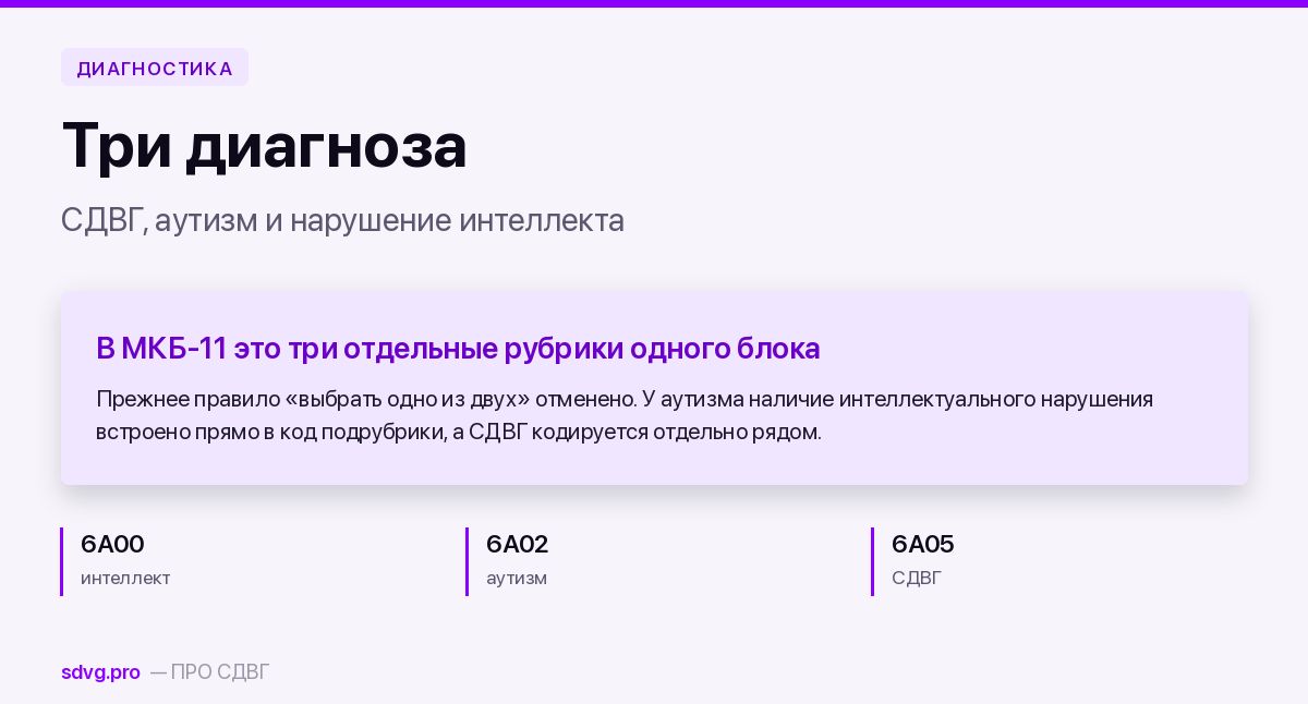 Что делать, если два диагноза противоречат друг другу: СДВГ, РАС и умственная отсталость вместе 2 Обложка материала о трёх диагнозах сразу