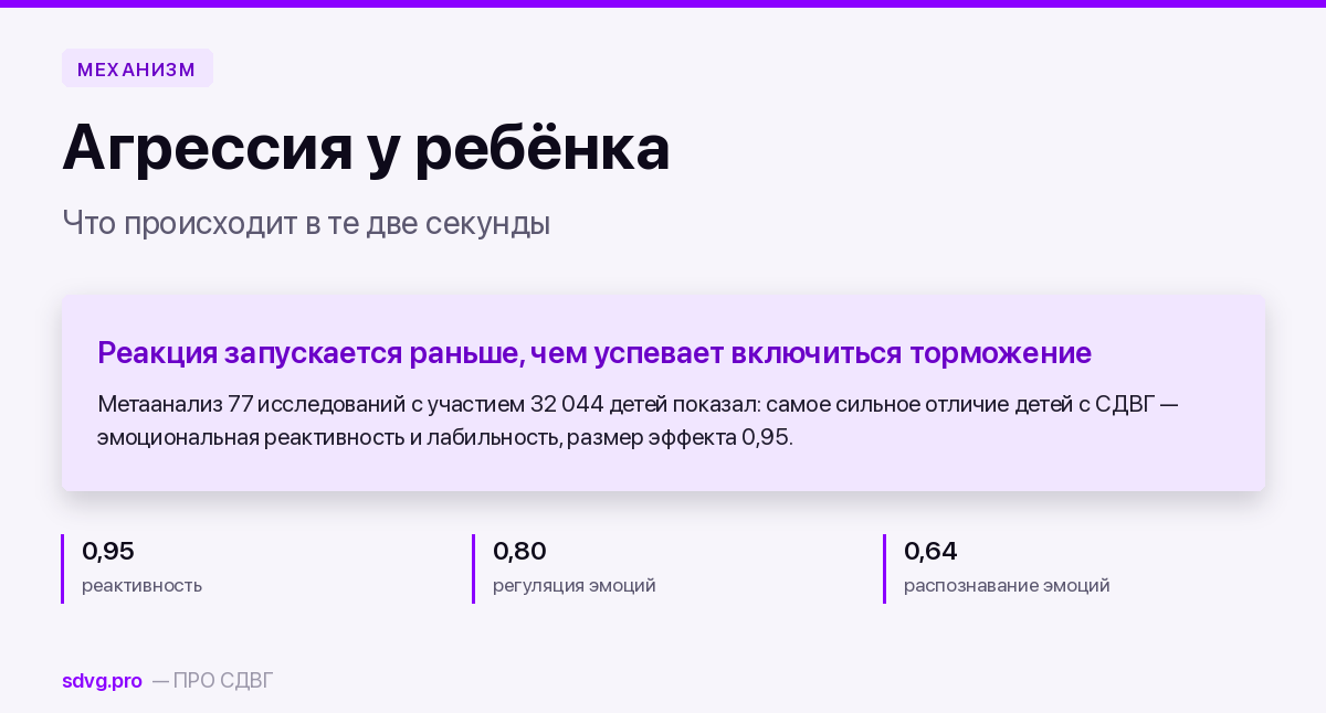 Обложка материала об агрессии у ребёнка с СДВГ