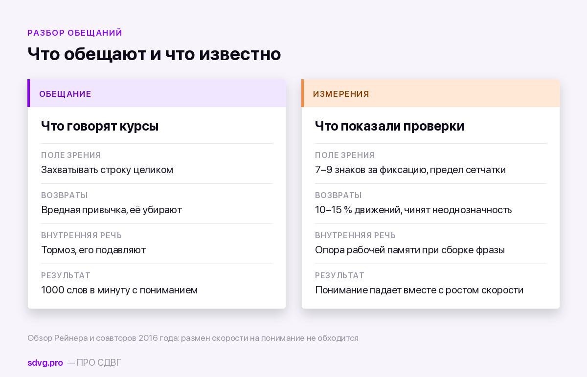Что обещают методики ускоренного чтения и что показали измерения