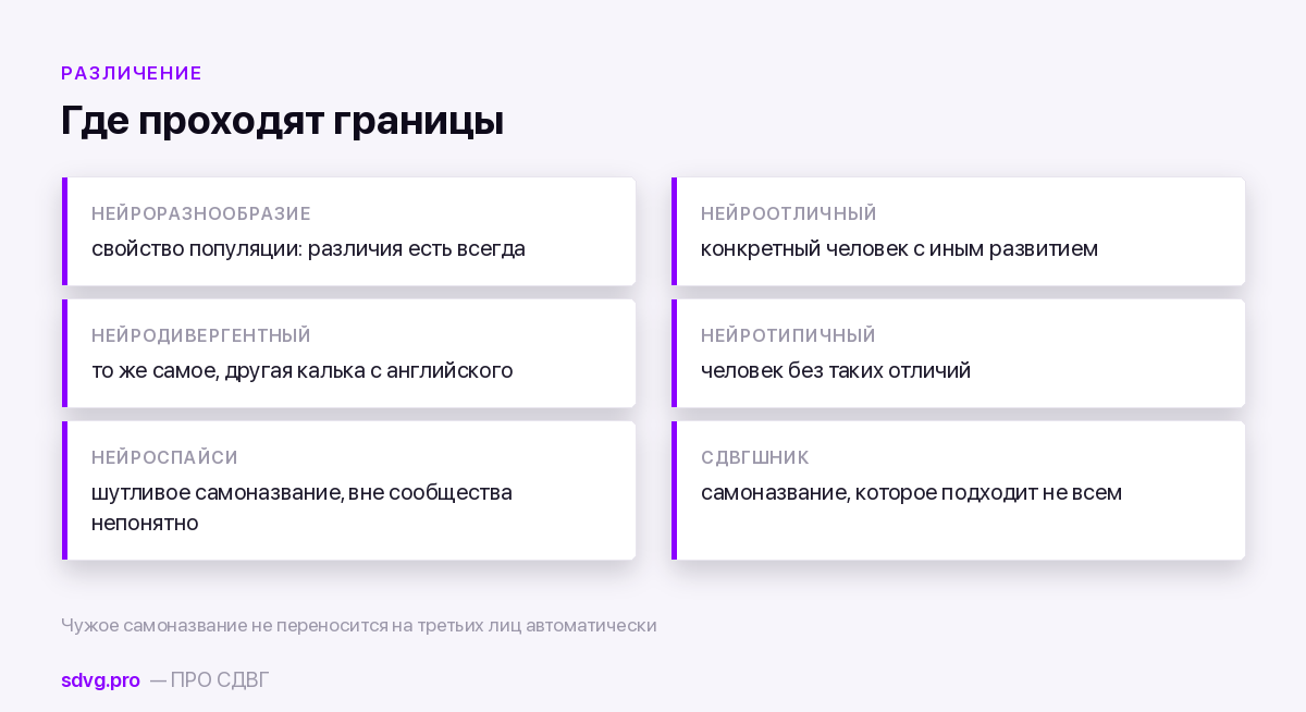 Разница между нейроразнообразием, нейроотличностью и нейротипичностью