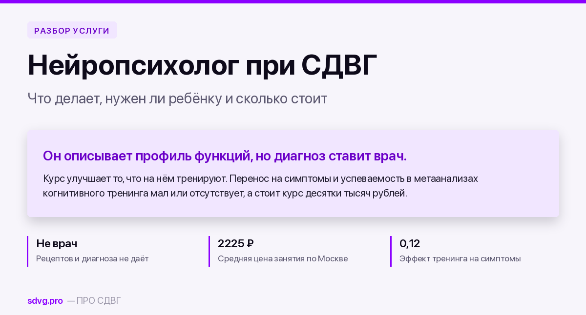 Нейропсихолог при СДВГ: что делает и сколько стоит