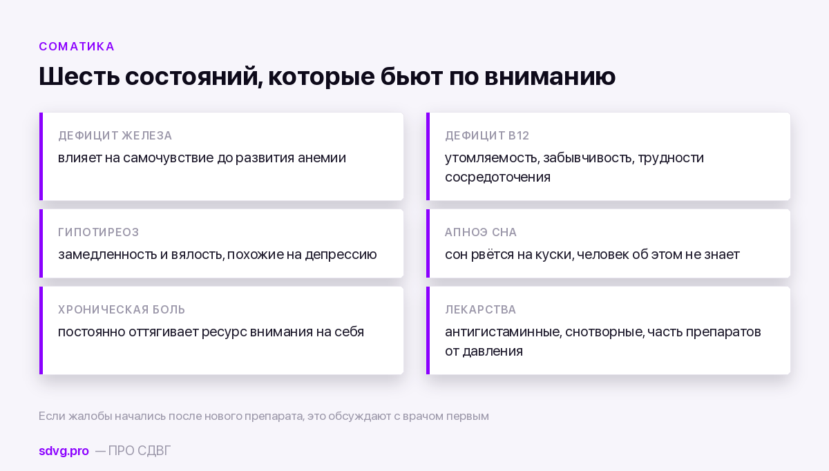 Нарушение внимания и концентрации: полный разбор 3 Соматические причины нарушения внимания и как они проверяются
